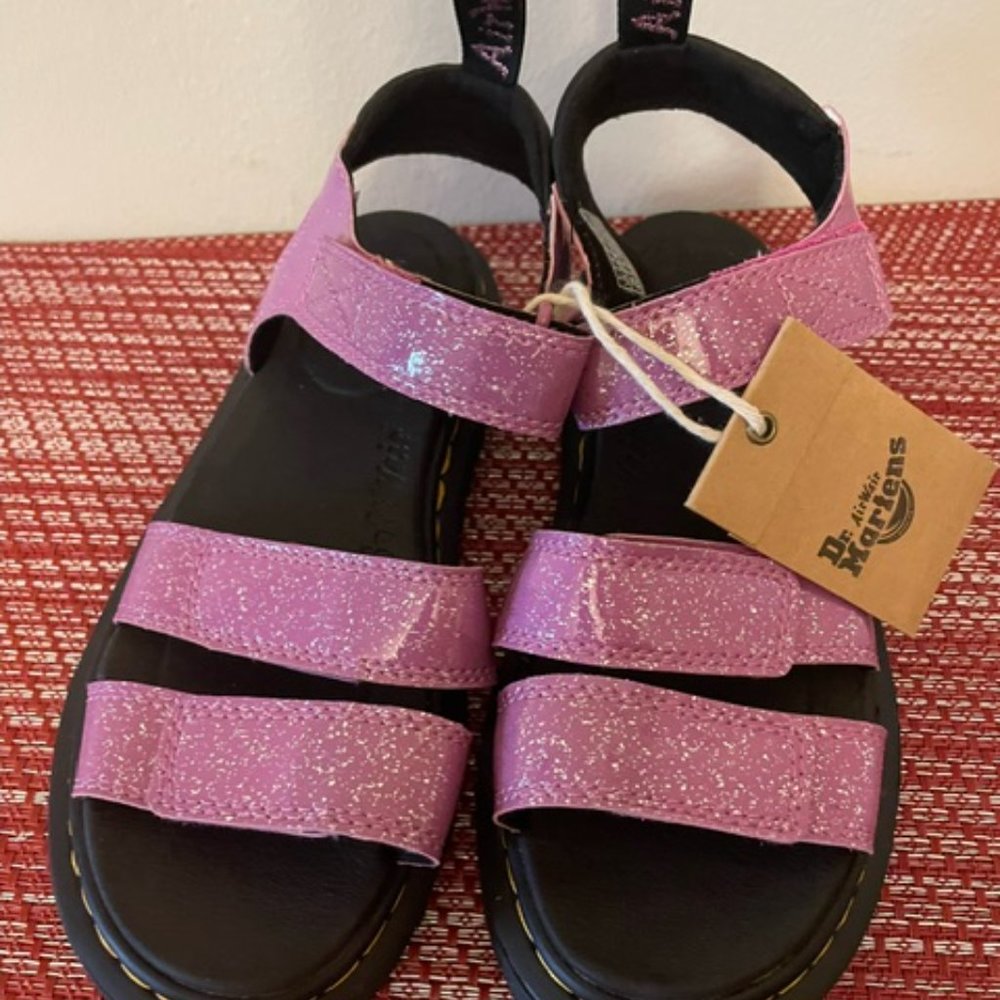 Dr. Martens Klaire pink glitter sandals girls 4 NEW without box - Picture 4 of 5